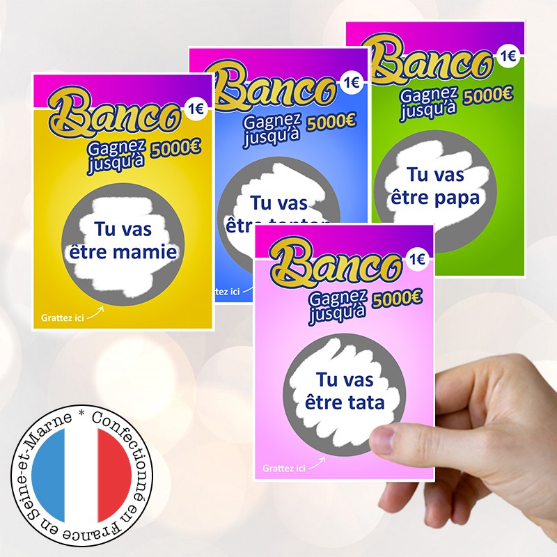 Carte à gratter annonce grossesse Banco