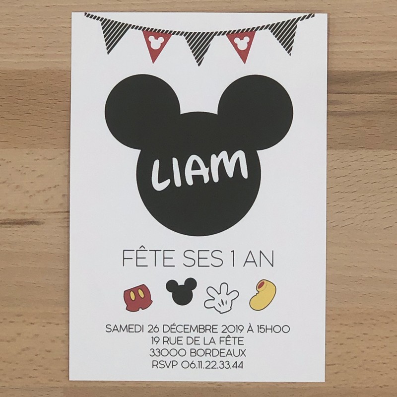 Carte d'invitation d'anniversaire 1 an