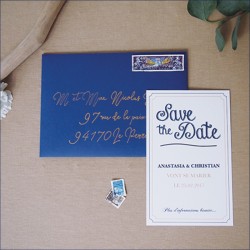 Save the date Navy Gold